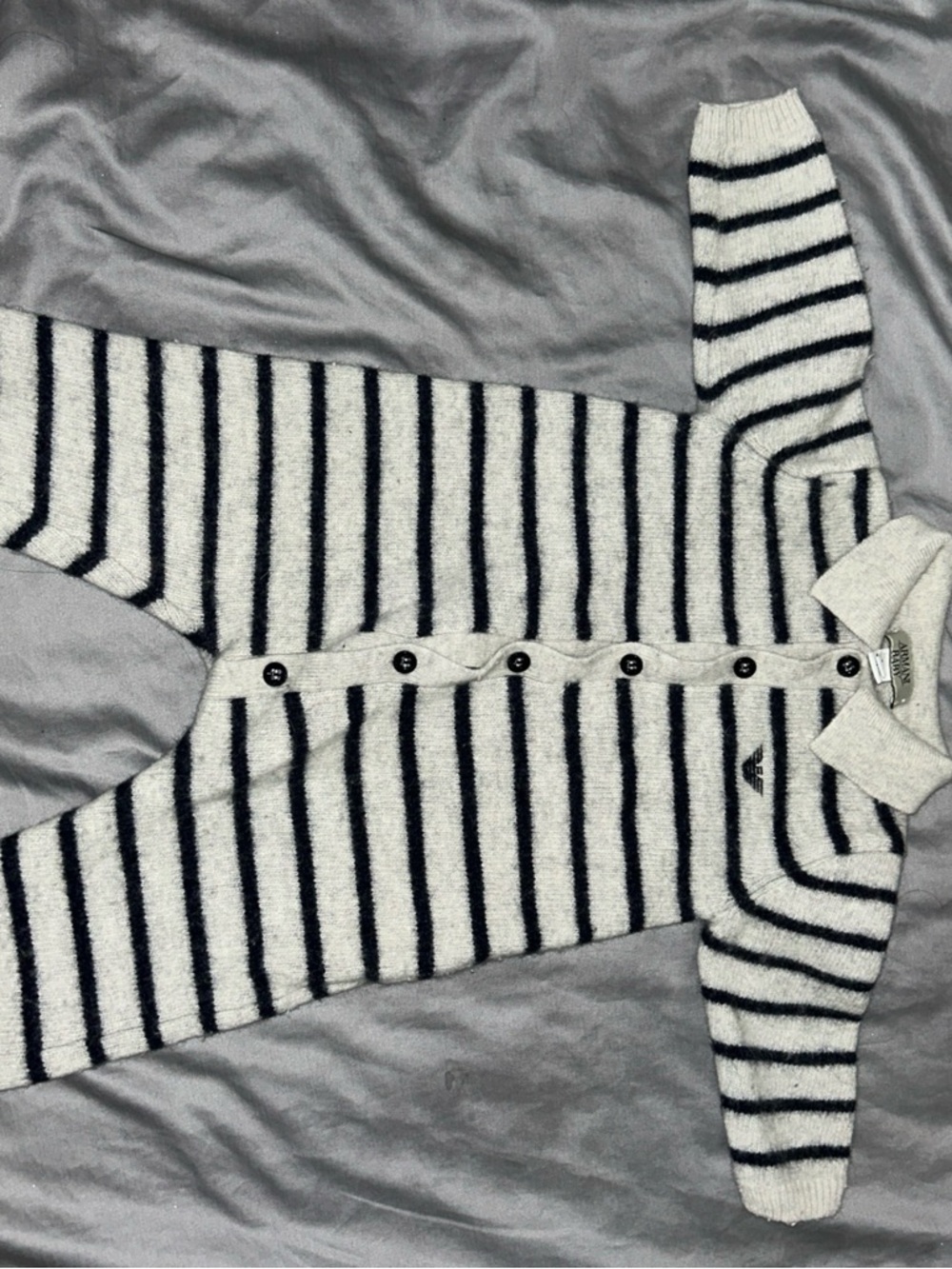 Giorgio Armani Baby Striped Knit Cardigan - Cream & Black 3-6 Mo